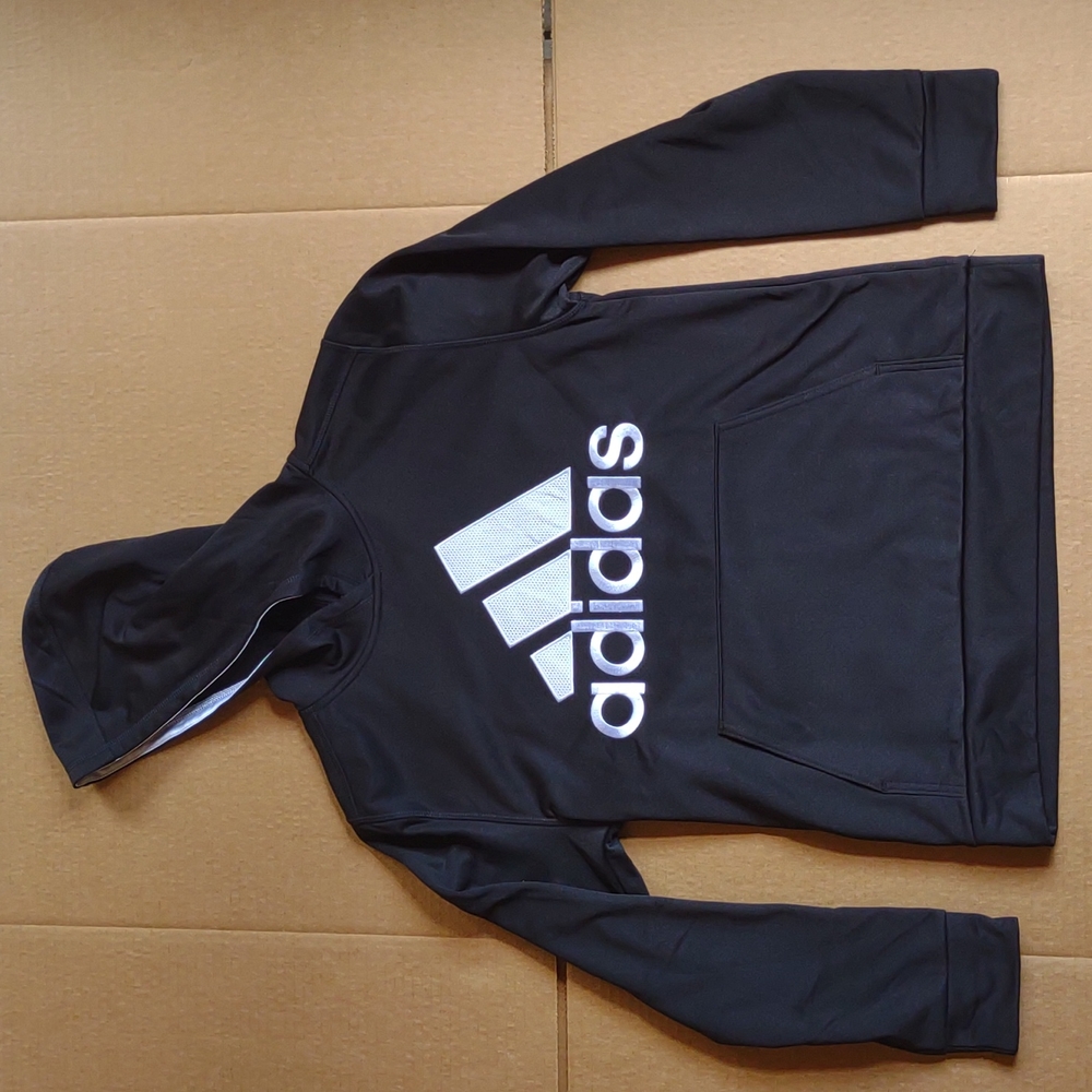 Big Boys Adidas Sweatshirt Hoodie Size Large (14/16) Black